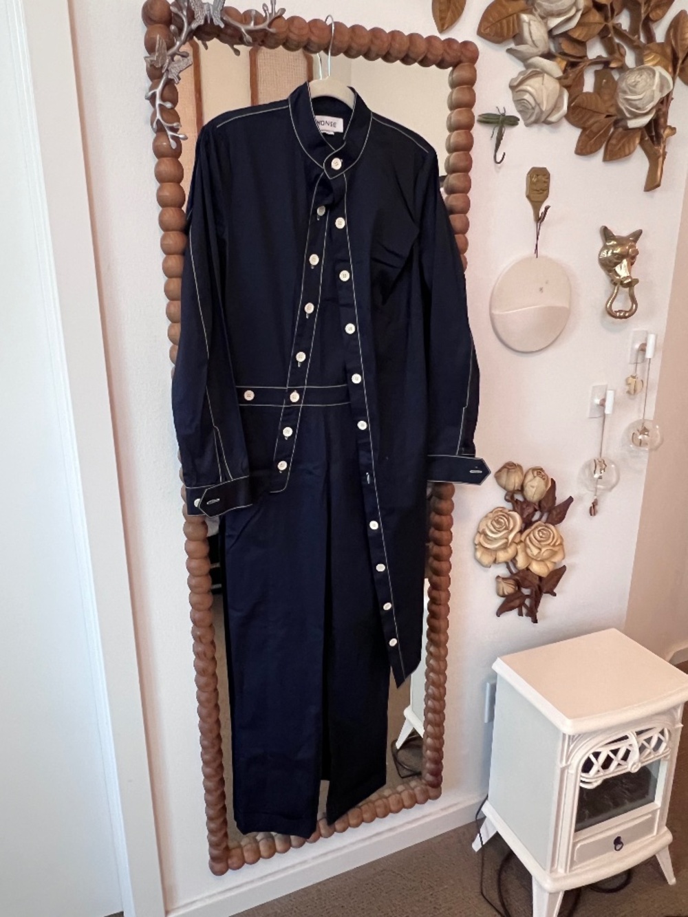 MONSE Navy Contrast Stitch Utility Jumpsuit Size 2 Rare Coveted